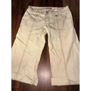 Unionbay Womens Tan Khaki Stretch Ripstop Capri Pants Size 11 Low Rise Cropped